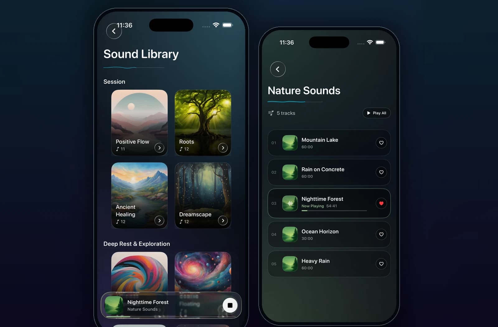 Quiet Harbour Sound Library and Nature Sounds screens